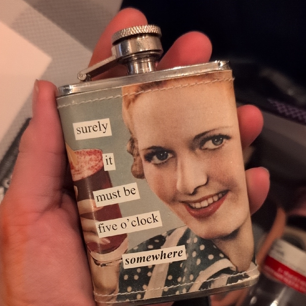 Retro Flask with Vintage Print Anne Taintor Stainless Steel